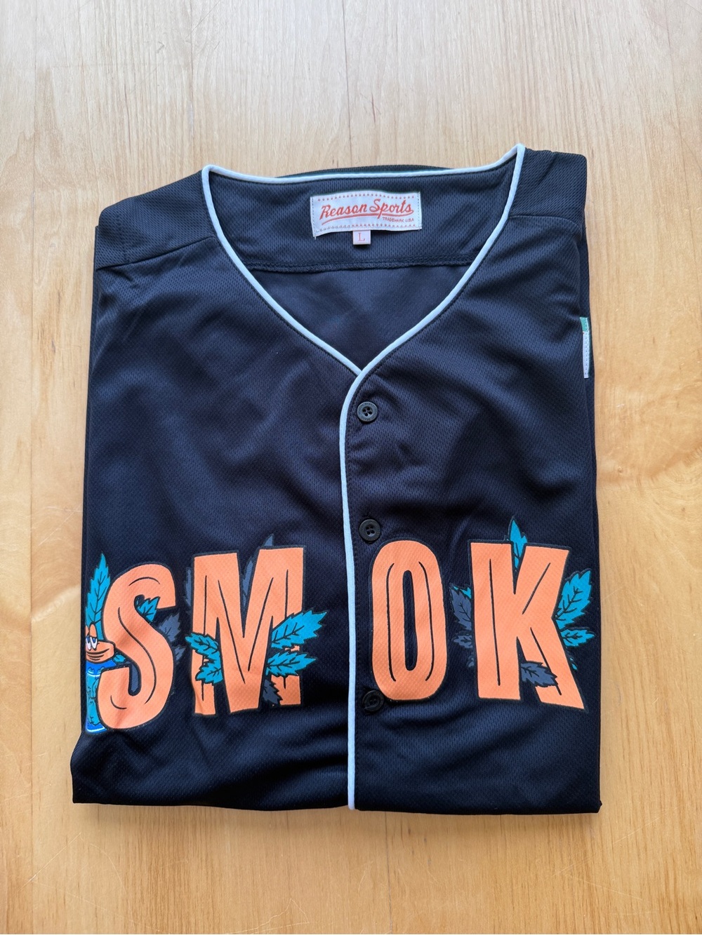 Reason Sports Smoke Baseball Jersey NWT Size Large Black Streetwear Graphic